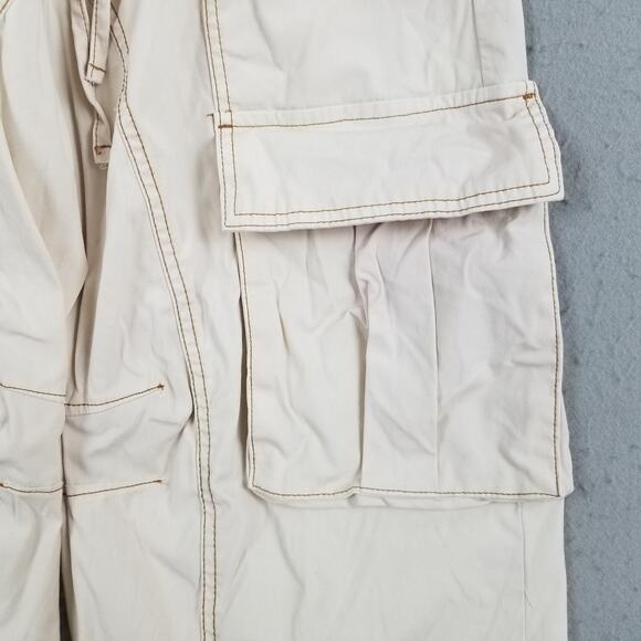 Zara Pants Womens 6 Beige Cargo Wide Leg Elastic Waist Stretch Utility Pockets - Picture 6 of 14